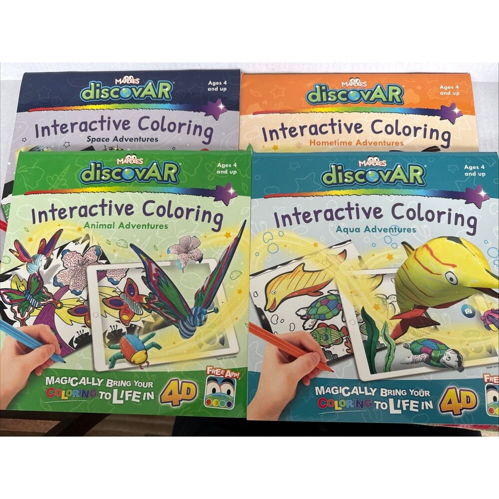 NEW MARDLES discovar Interactive Coloring (SET Of 4) Pictures Come To Life Gift